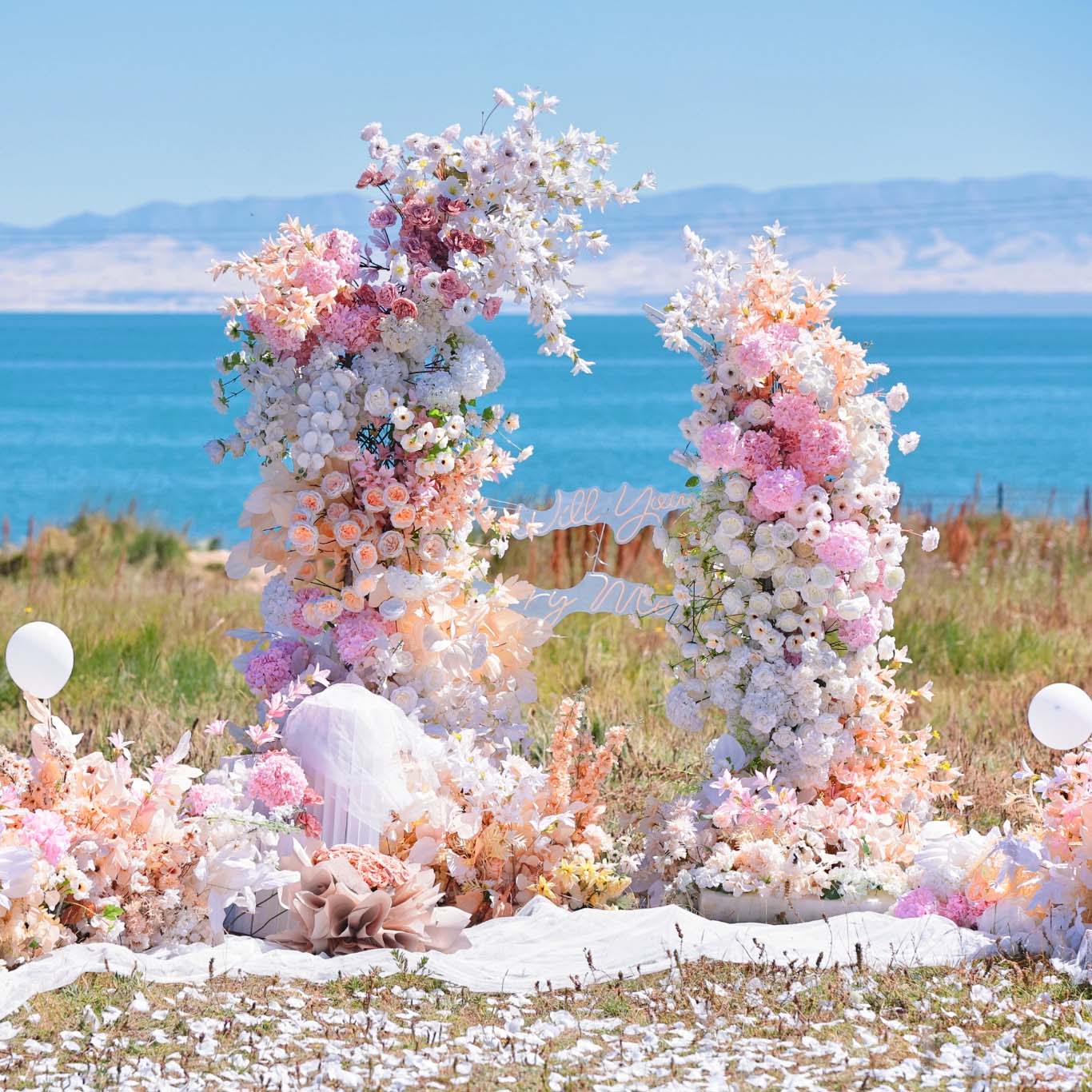 6x7 ft Elegant Artificial Flower Archway - Wedding & Party Backdrop Decorations | Floral Display for Boho/Rustic Events and Ceremonies