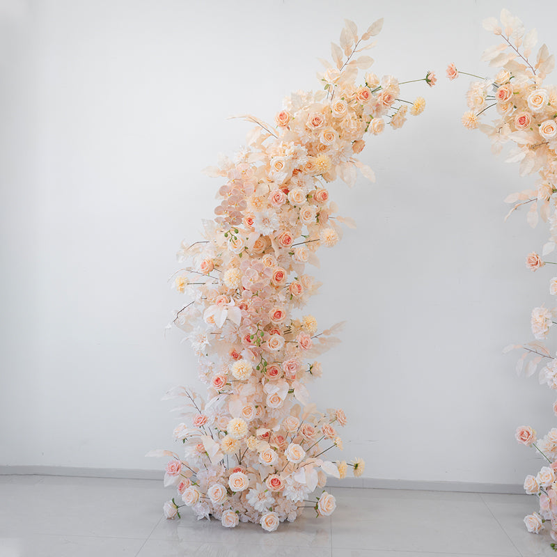 Valar Flower Romantic Champagne Wedding Arch with Artificial Flowers for Ceremony & Event Backdrop VA-387