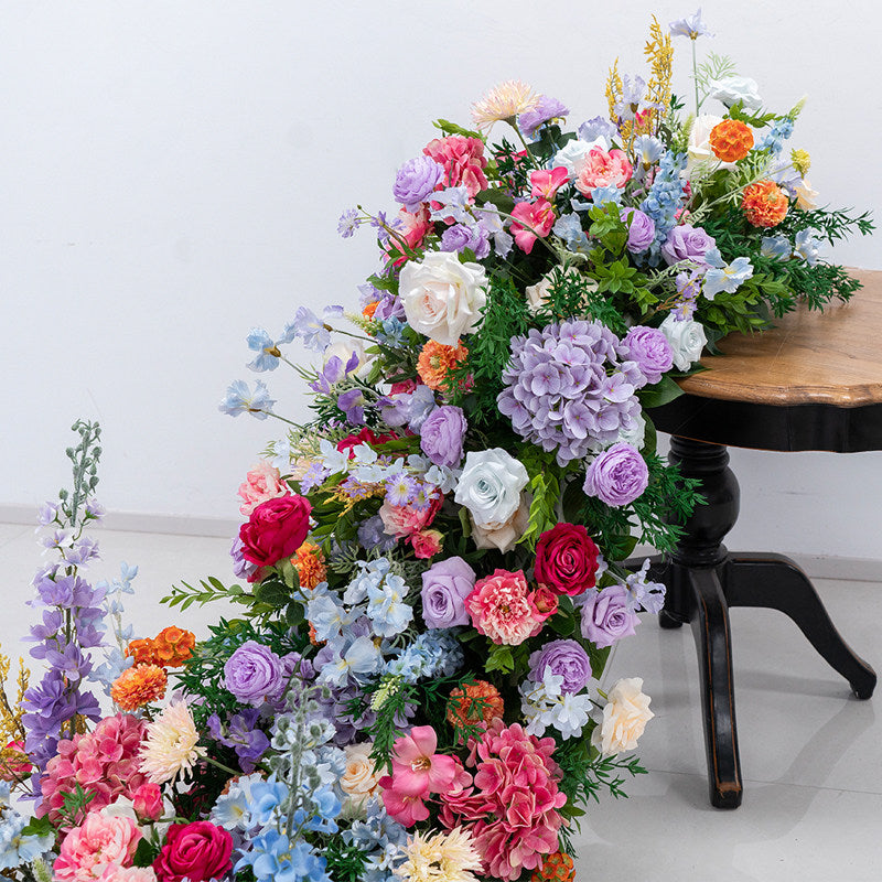 ValarFlower Colorful Cascading Table Floral Arrangement, Artificial Flower Centerpiece for Wedding Reception Decor FA-365