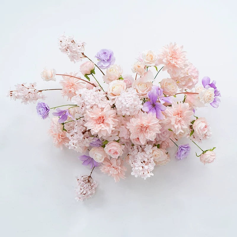 ValarFlower Pastel Pink Purple Floral Installation, Romantic Rose Flower Wall Decor for Wedding Ceremony and Event Backdrop FA-377