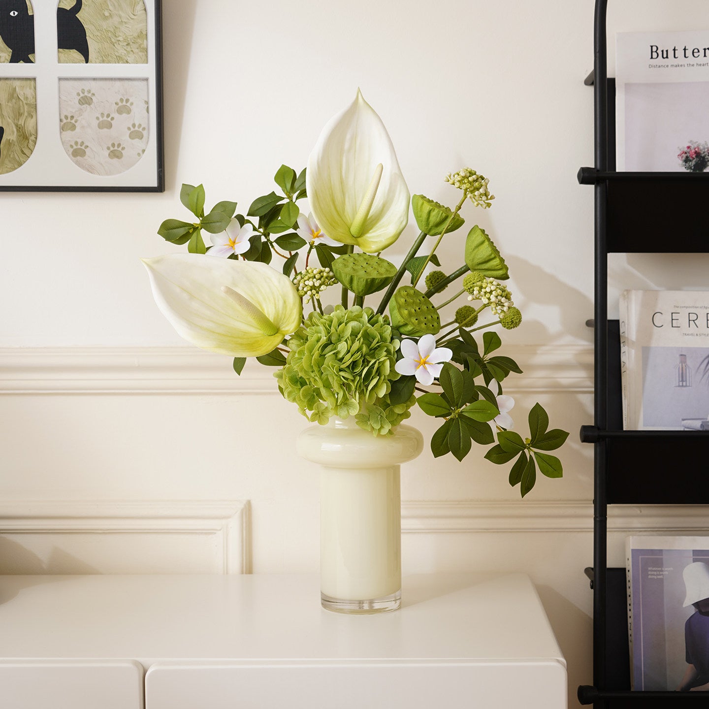 ValarFlower Green Artificial Floral Arrangement for Home Decor, Wedding Table Centerpiece & Event Decoration VB-245