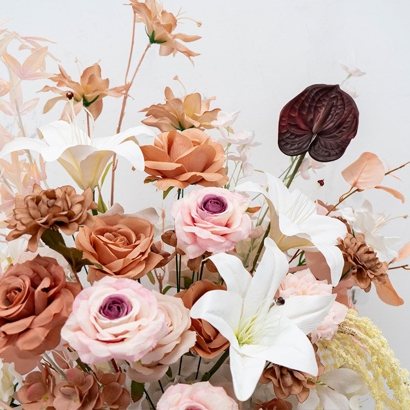 Schwarz-rosa Kunstblumen-Set – Moderne Geburtstagsparty-Hintergrunddekoration mit Kunstblumenarrangement FA-255