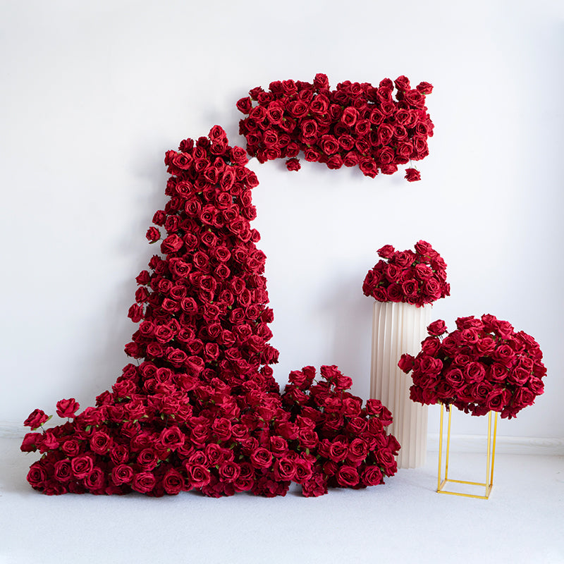 Red Rose Wedding Backdrop, Floral Arrangement Display, Event Decor and Reception Decoration FA-226