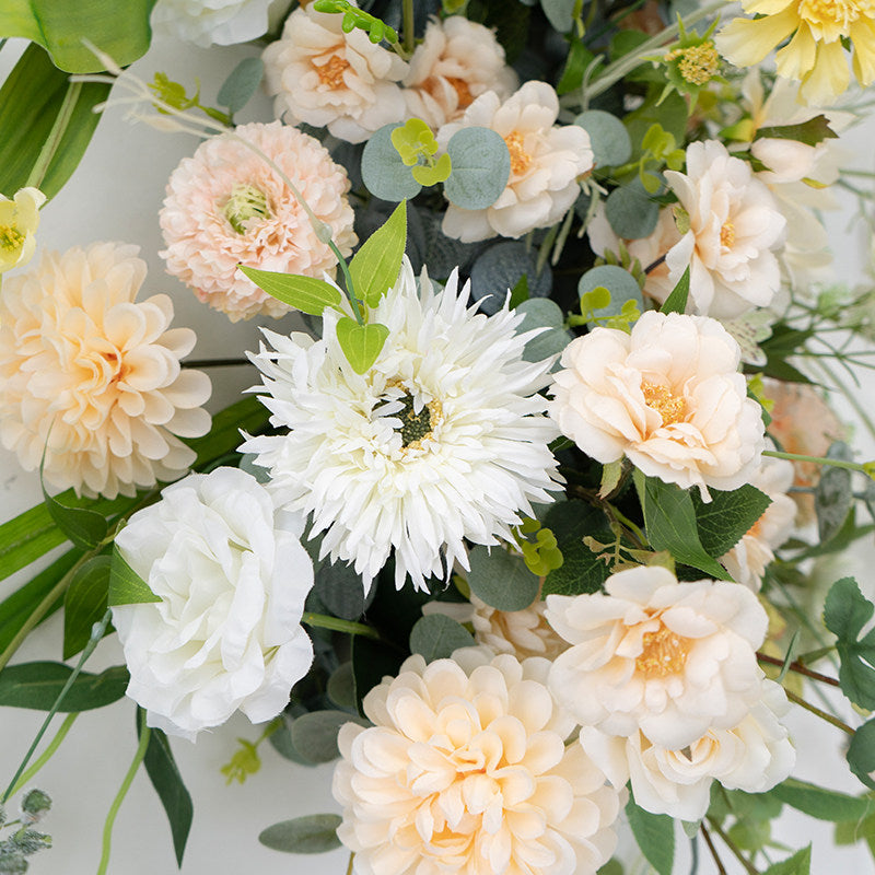 ValarFlower Artificial White Yellow Daisy Garden Floral Arrangement Set for Wedding Ceremony Aisle Decor, Outdoor Party & Event Decoration FA-347