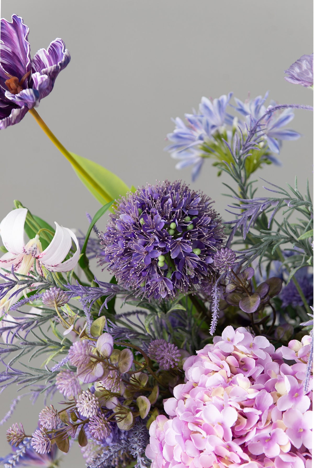ValarFlower Purple Artificial Bridal Bouquet, Lavender Hydrangea Wedding Bouquet with Orchid and Wildflower Accents VB-271