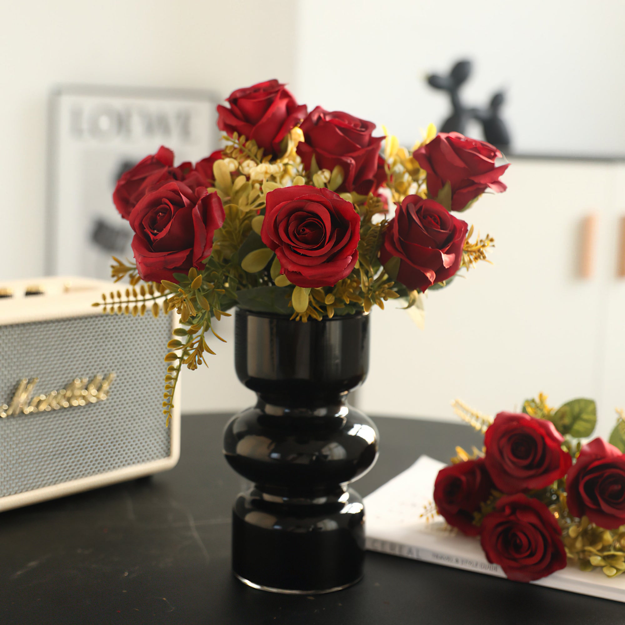 Bouquet artificiel de roses vintage en soie à 7 têtes – Fausses fleurs élégantes pour mariages et décoration d'intérieur – Parfait pour les centres de table et les cadeaux