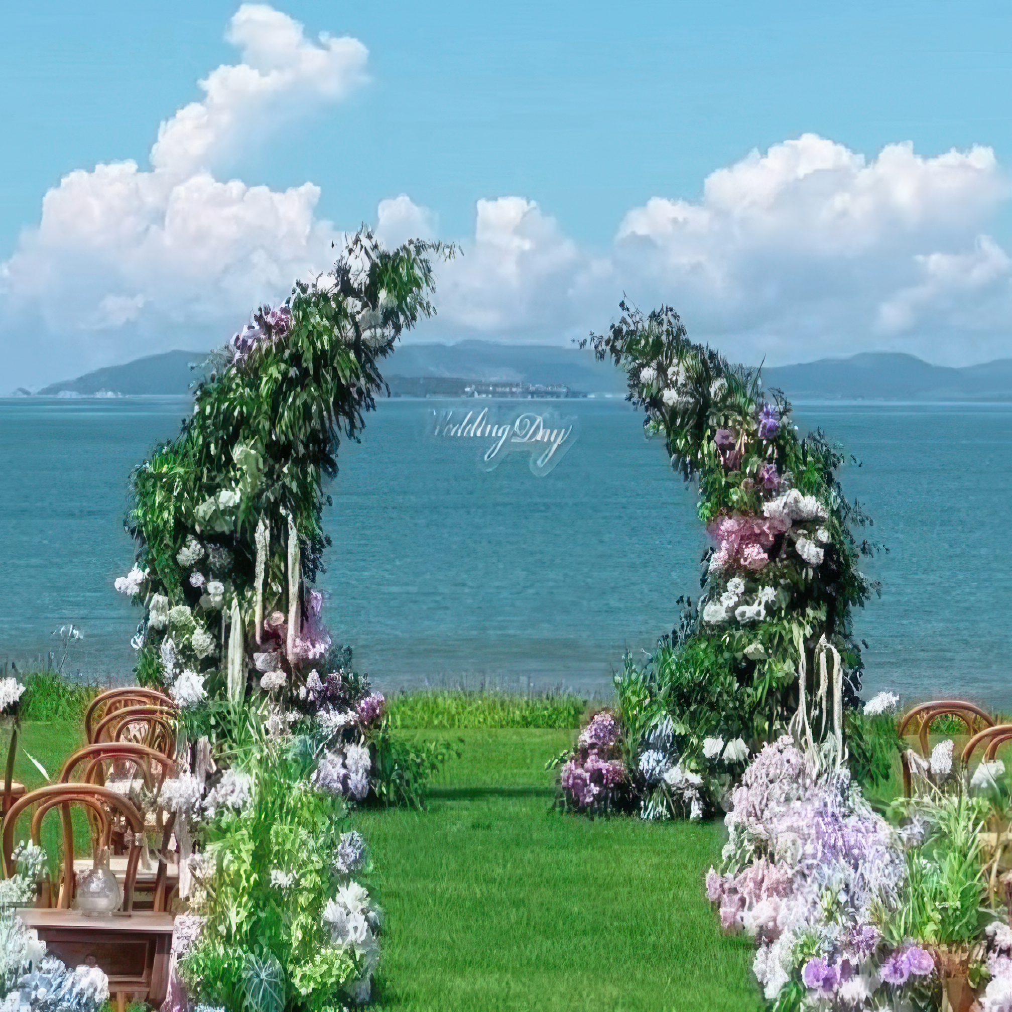 Valar Flower Wedding Moon Shaped Floral Arch - Stunning Lush Greenery Artificial Flower Arrangement Backdrop VA-103