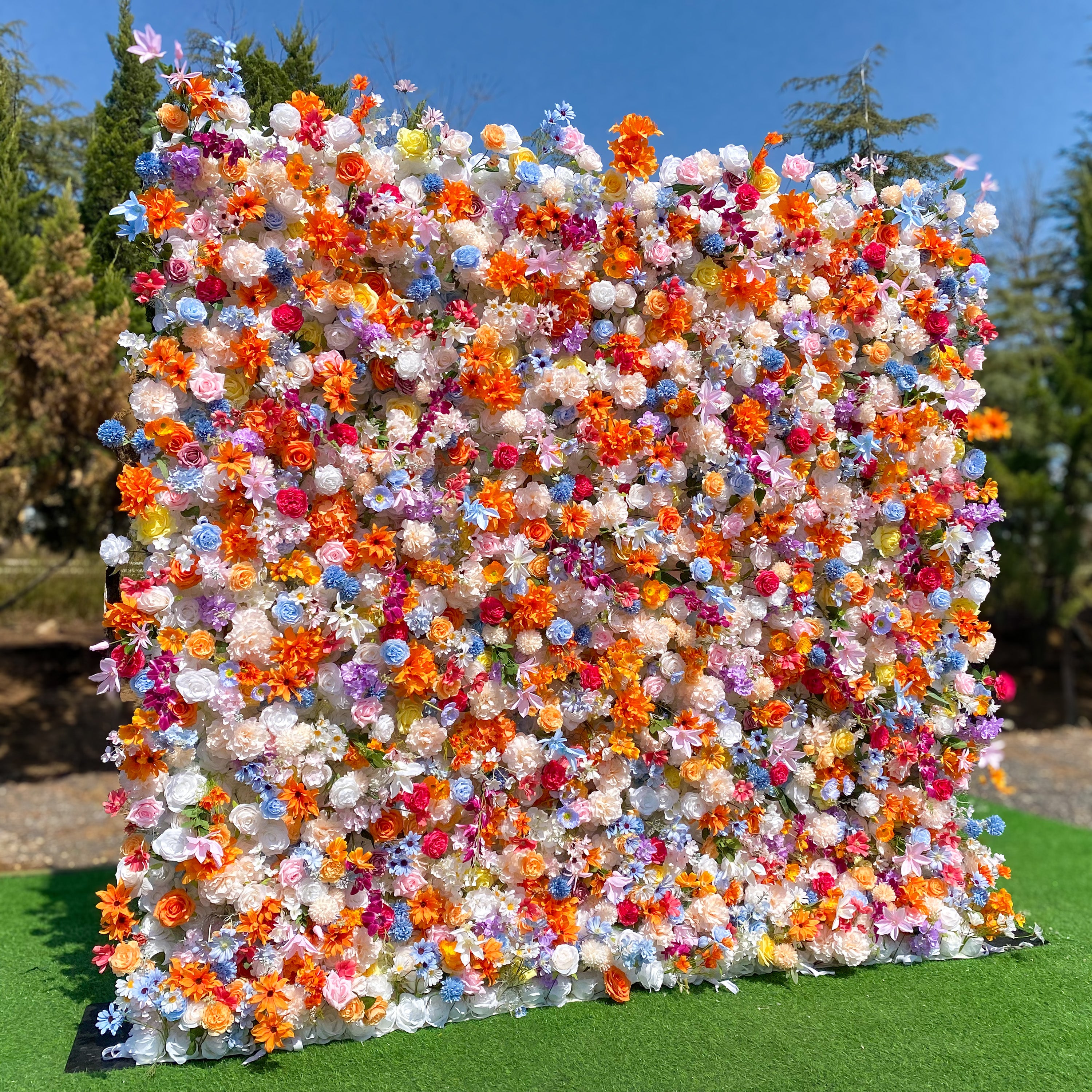 Vibrant and Lush Multicolored Artificial Flower Wall by ValarFlowers - Ideal for Every Celebration -VF-811