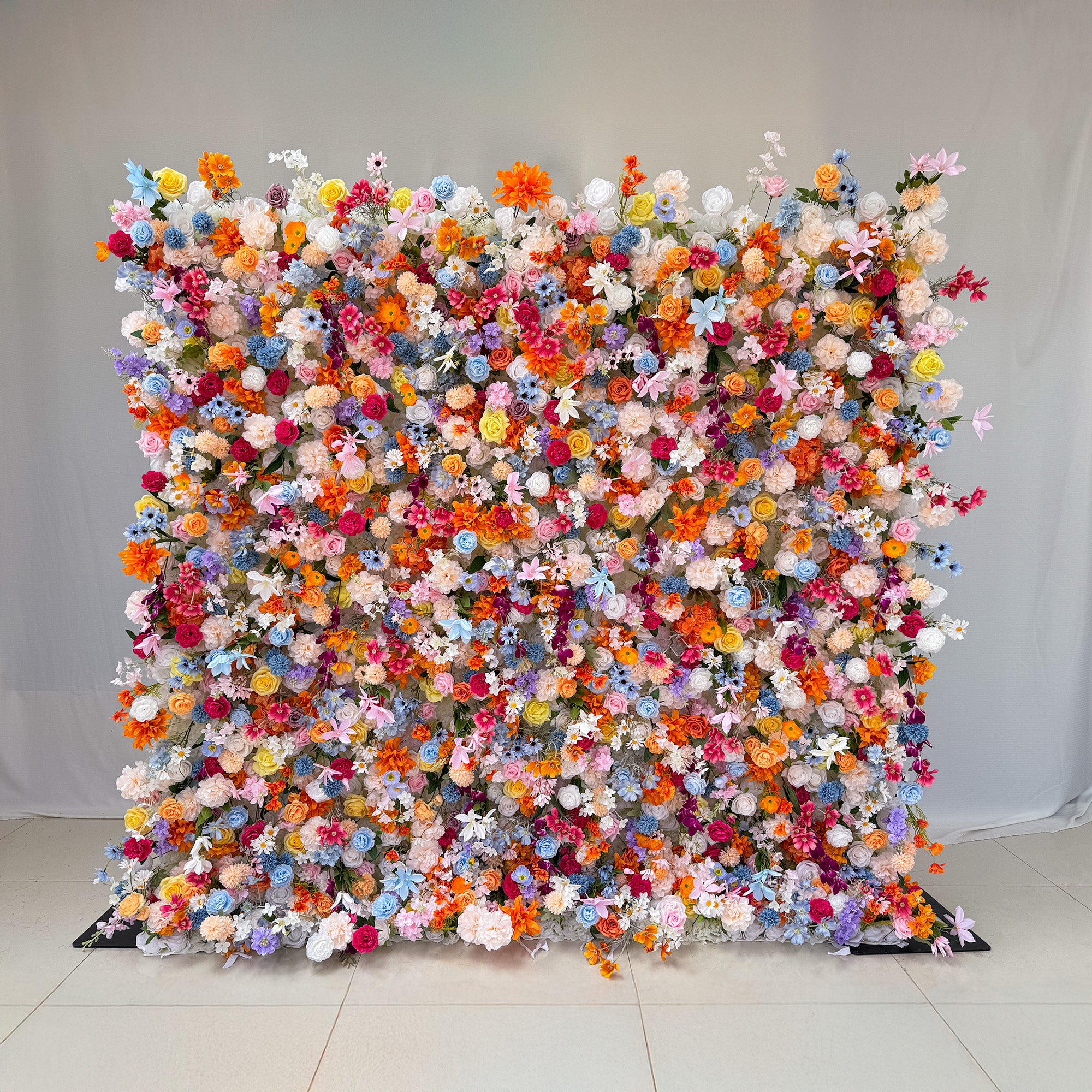 Vibrant and Lush Multicolored Artificial Flower Wall by ValarFlowers - Ideal for Every Celebration -VF-811