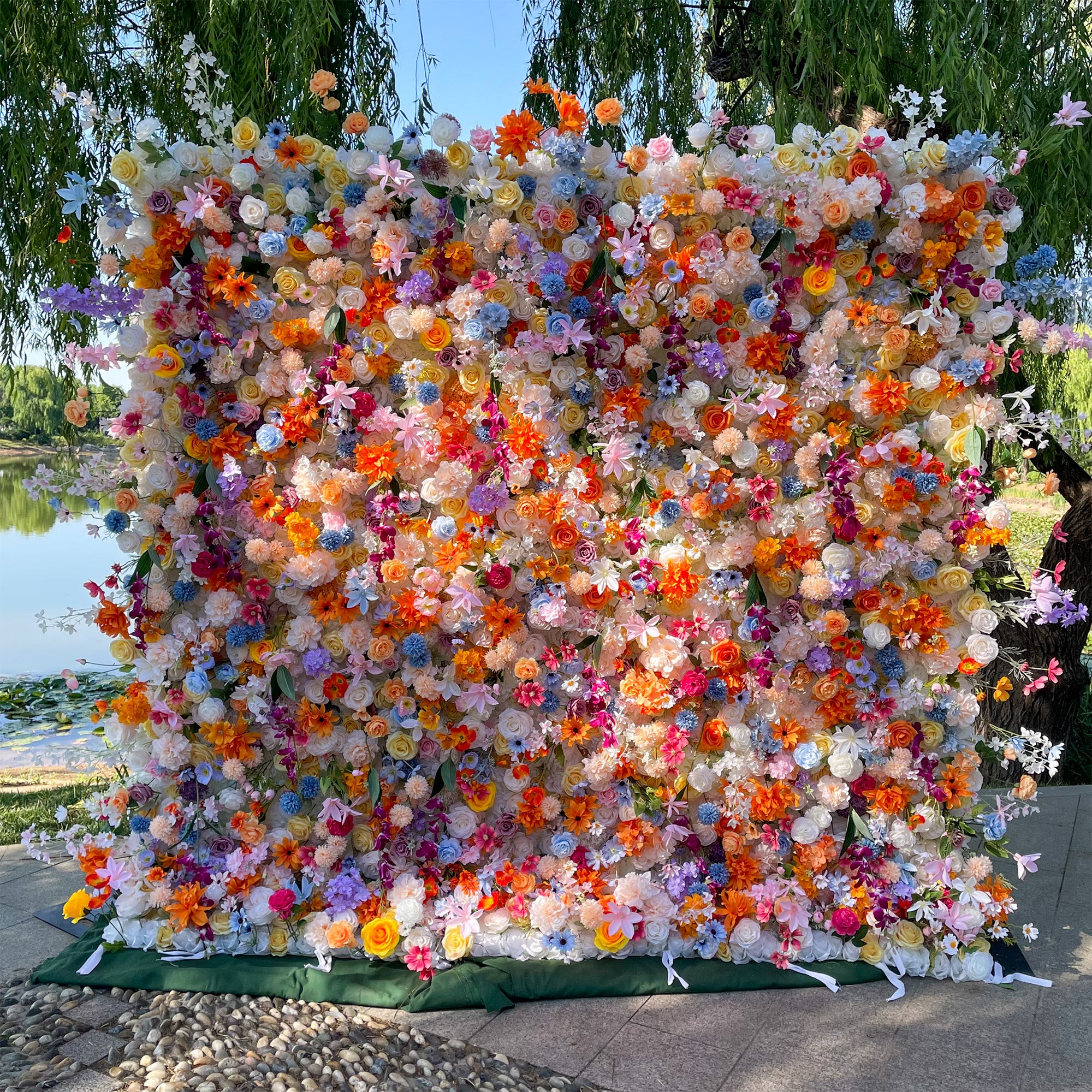 Vibrant and Lush Multicolored Artificial Flower Wall by ValarFlowers - Ideal for Every Celebration -VF-811