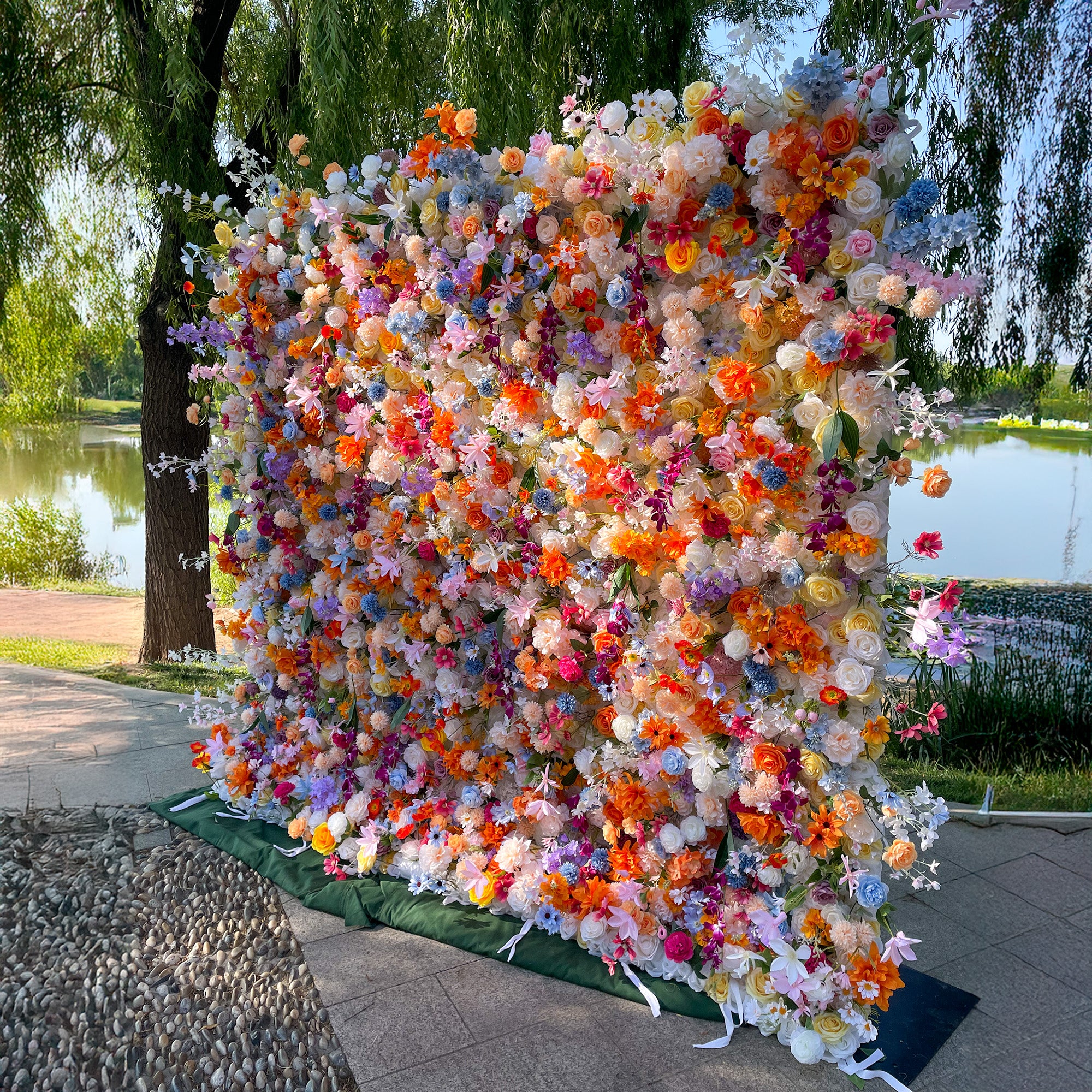 Vibrant and Lush Multicolored Artificial Flower Wall by ValarFlowers - Ideal for Every Celebration -VF-811