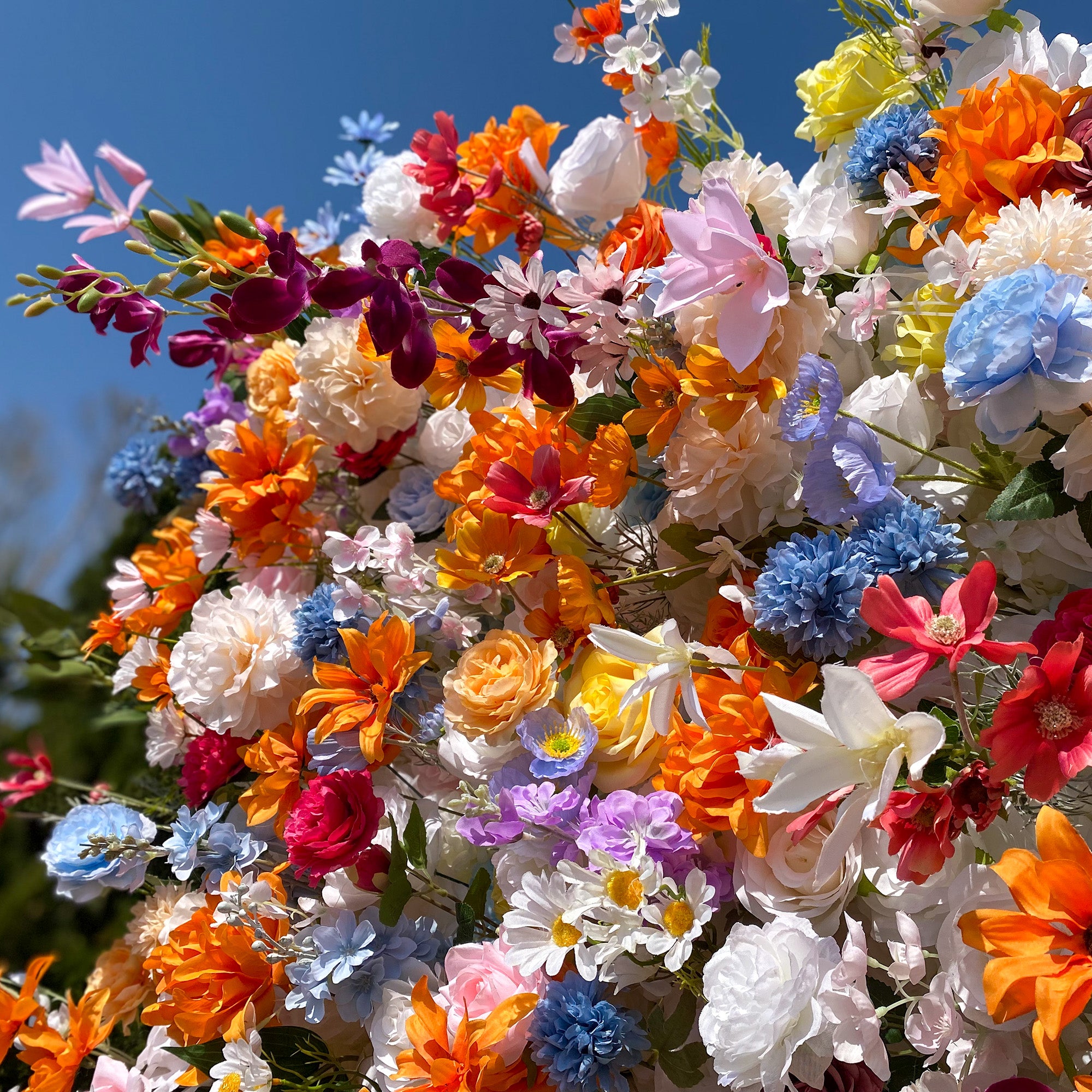 Vibrant and Lush Multicolored Artificial Flower Wall by ValarFlowers - Ideal for Every Celebration -VF-811