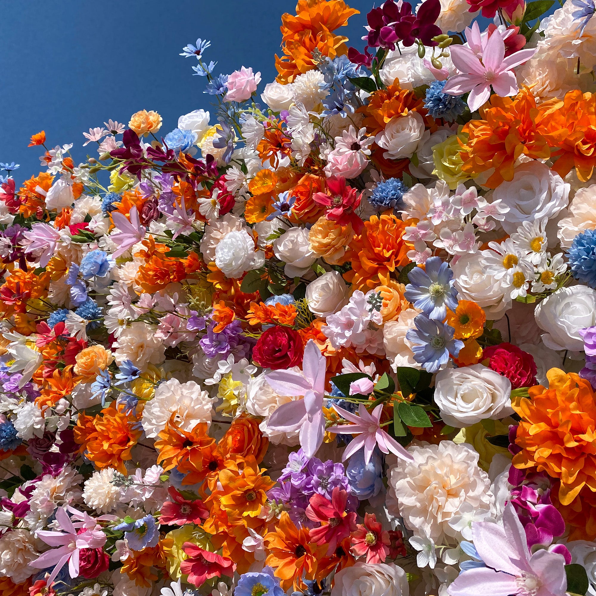 Vibrant and Lush Multicolored Artificial Flower Wall by ValarFlowers - Ideal for Every Celebration -VF-811