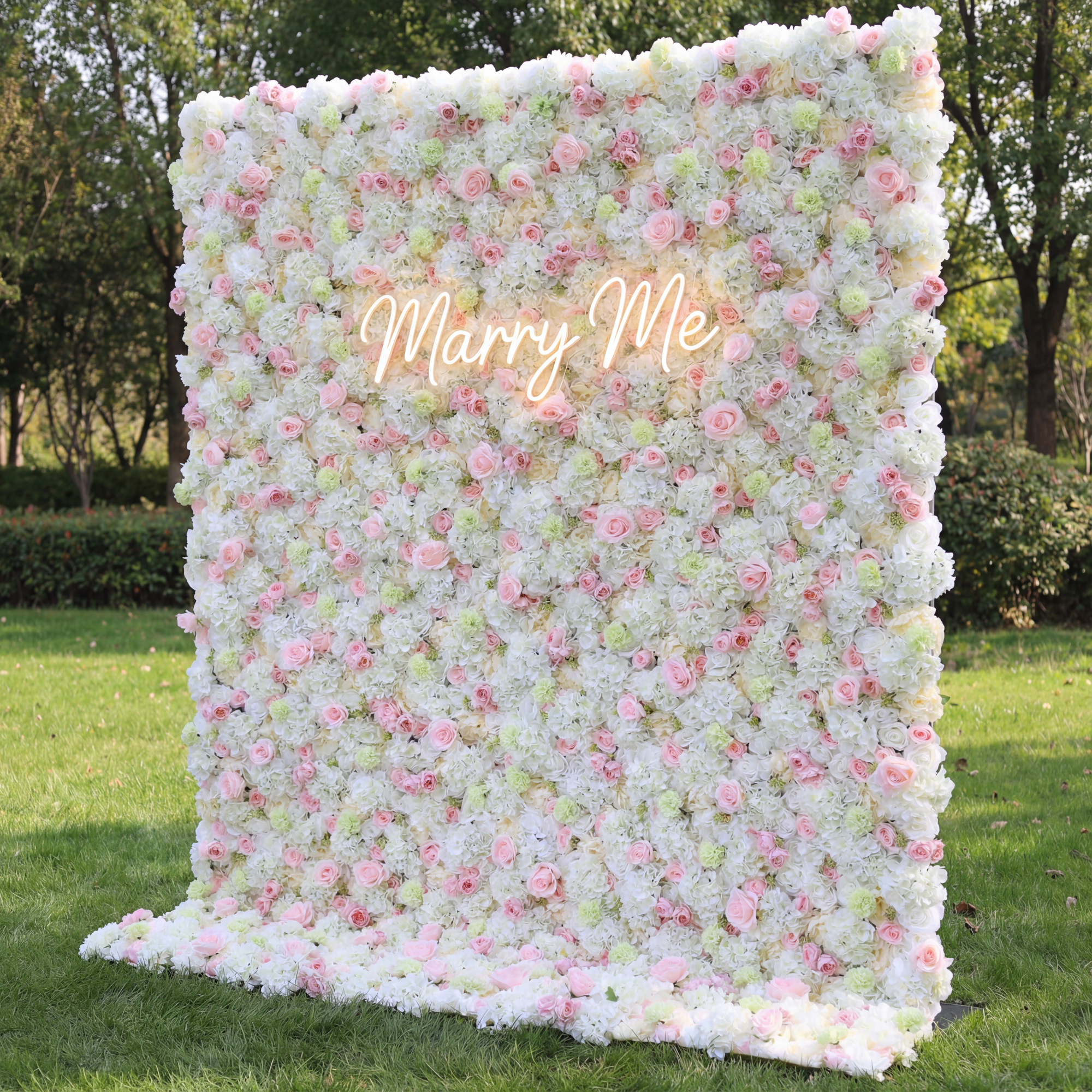 Valar Flowers Roll Up Fabric Artificial Flower Wall Wedding Backdrop, Floral Party Decor, Event Photography-VF-032