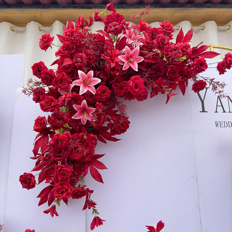 Valar Flower Bold Red Phalaenopsis Aisle Floral Runner — Artificial Wedding & Engagement Pathway Decor WF-110