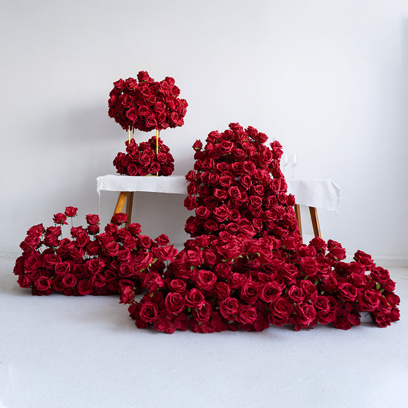 Red Rose Wedding Backdrop, Floral Arrangement Display, Event Decor and Reception Decoration FA-226