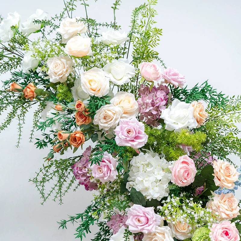 ValarFlower Pastel Wedding Flower Pillars, Artificial Garden Floral Arrangement Set for Ceremony Aisle Decor VA-422