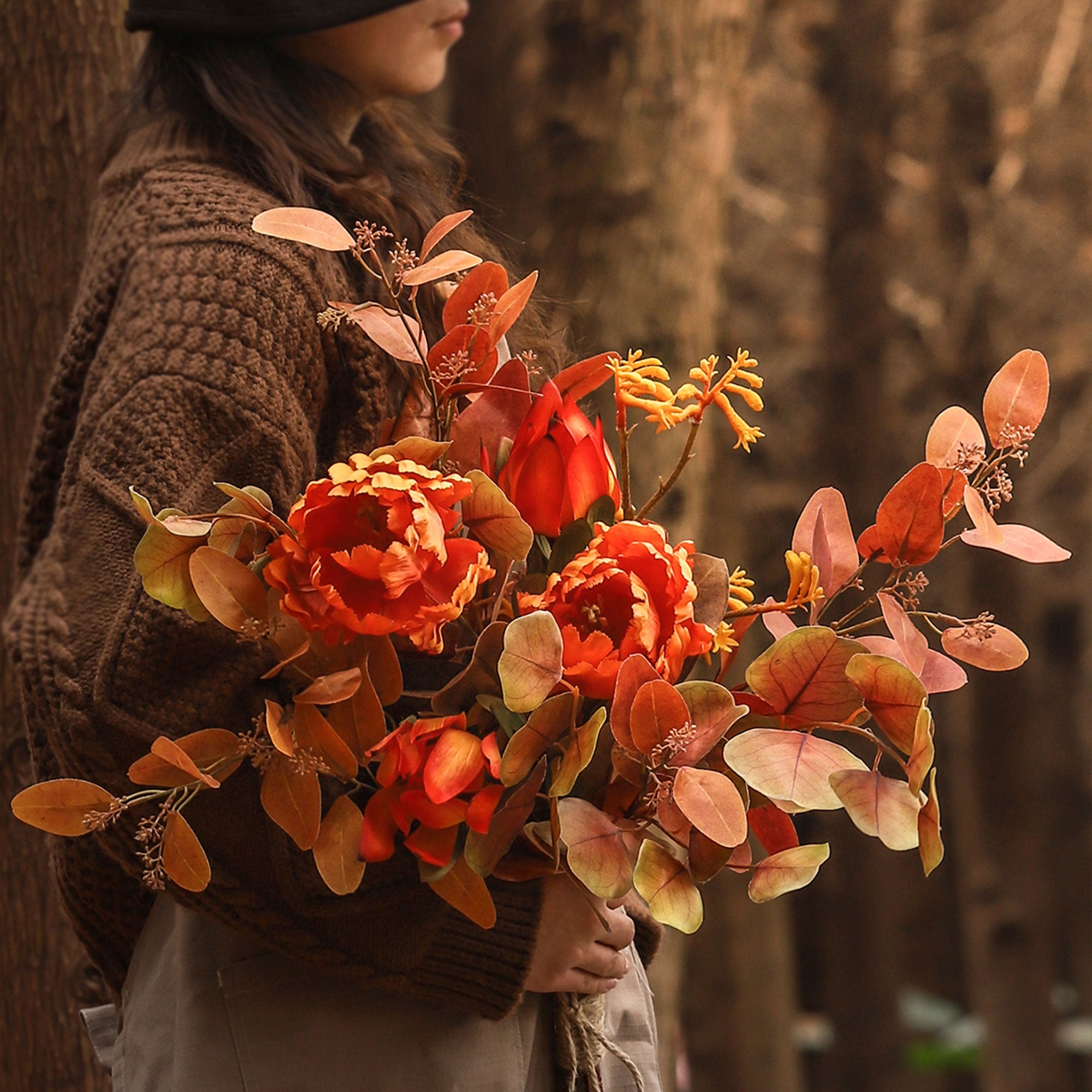 Vintage-Inspired Silk Flower Arrangement | Elegant Faux Floral Décor for Event and Home Styling VB-107 (Without Vase)