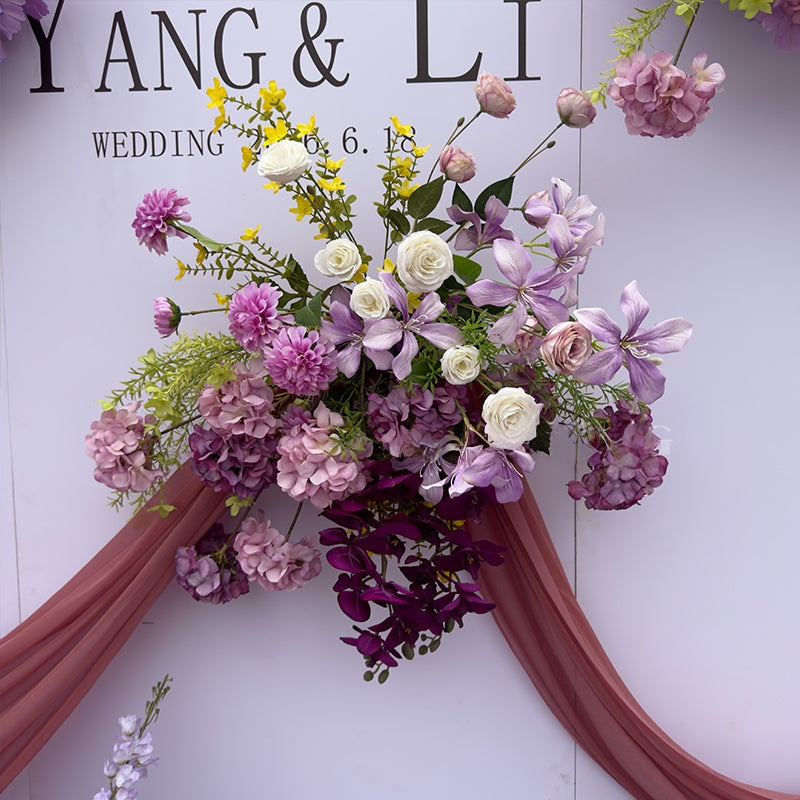 Valar Flower Rose Purple Wedding Aisle Floral Runner — Artificial Ceremony Flowers & Decorative Arrangements WF-114