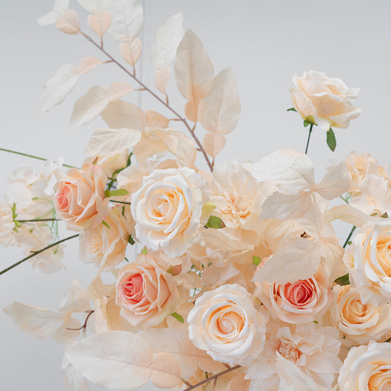 Valar Flower Romantic Champagne Wedding Arch with Artificial Flowers for Ceremony & Event Backdrop VA-387