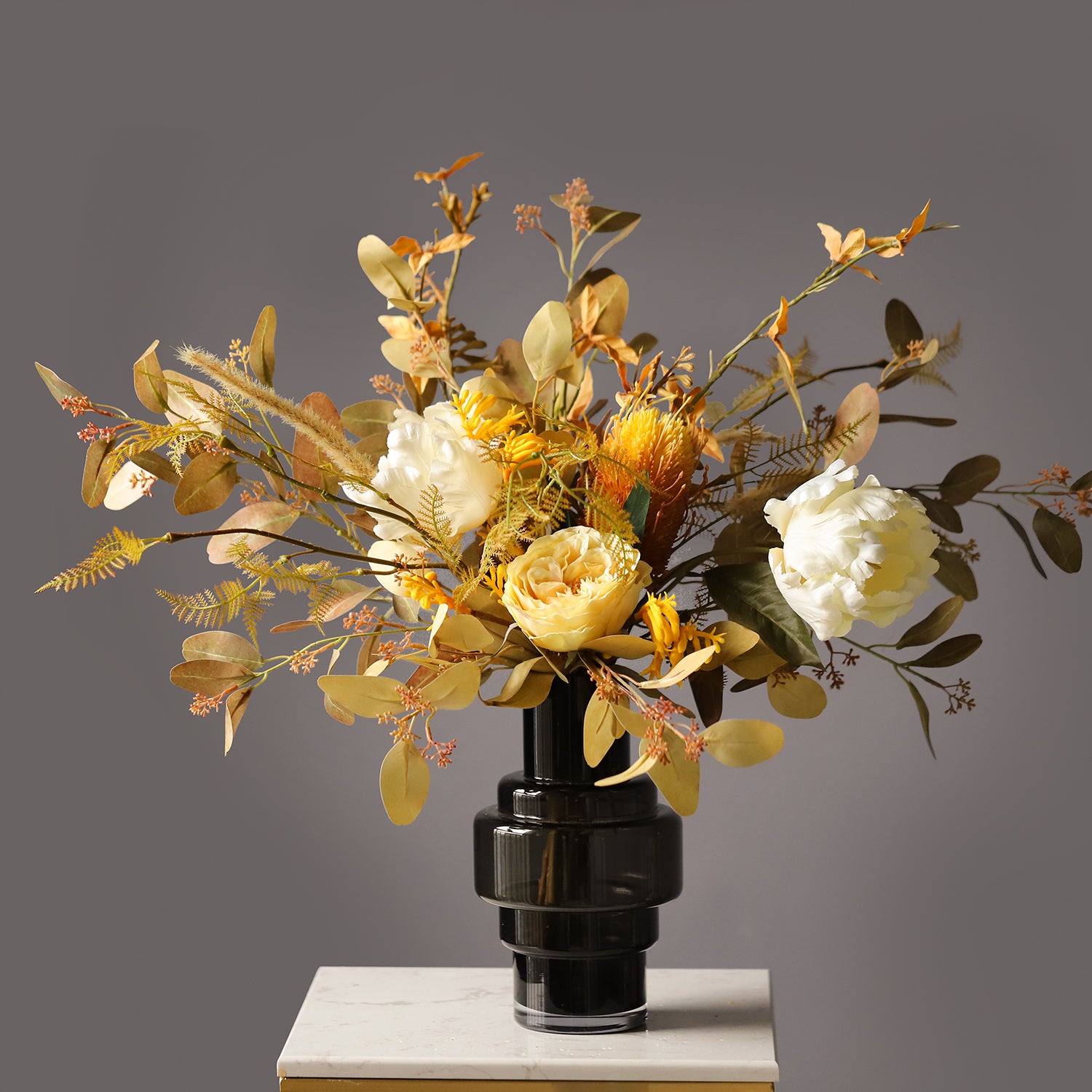 Vintage-Inspired Silk Flower Arrangement | Elegant Faux Floral Décor for Event and Home Styling VB-107 (Without Vase)