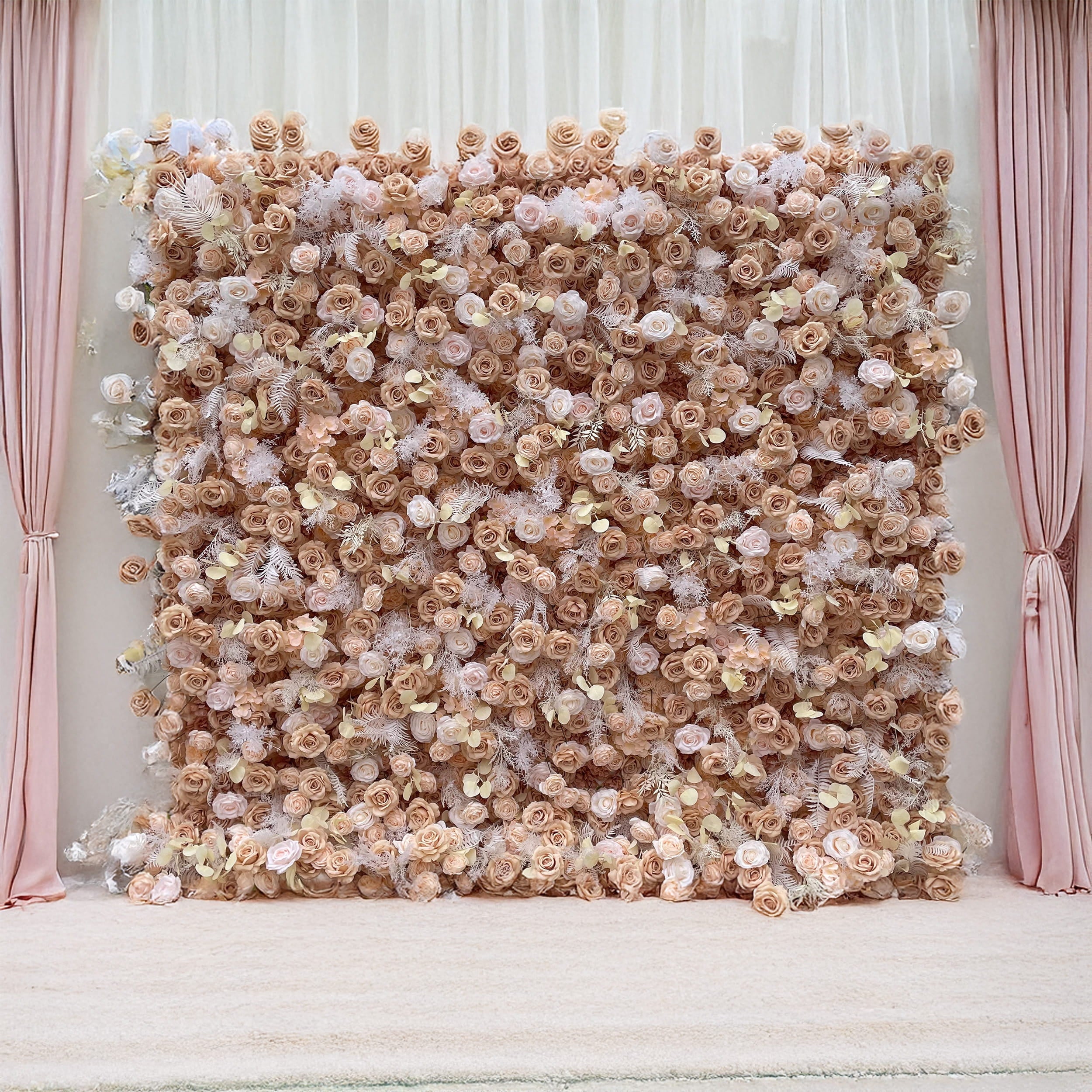 Valar Flower 5D Farbverlauf Künstlicher Blumenhintergrund: Geschmückt mit einem Farbverlauf aus rosa und weißen Rosen, perfekt für Veranstaltungen und Dekor-VF-809