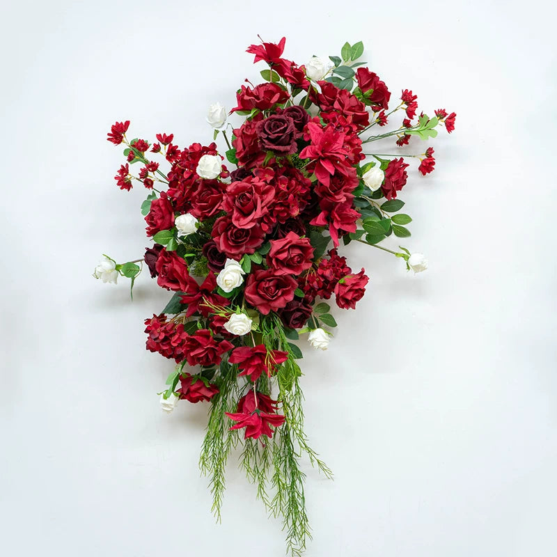 ValarFlower Burgundy Red Wedding Flowers, Artificial Floral Arrangement Set for Ceremony Decor FA-380