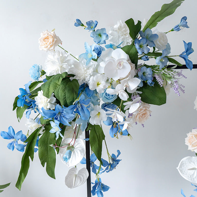 Elegant Blue and White Floral Wedding Arch, Artificial Flower Arrangement, Ceremony Backdrop & Event Decor FA-211