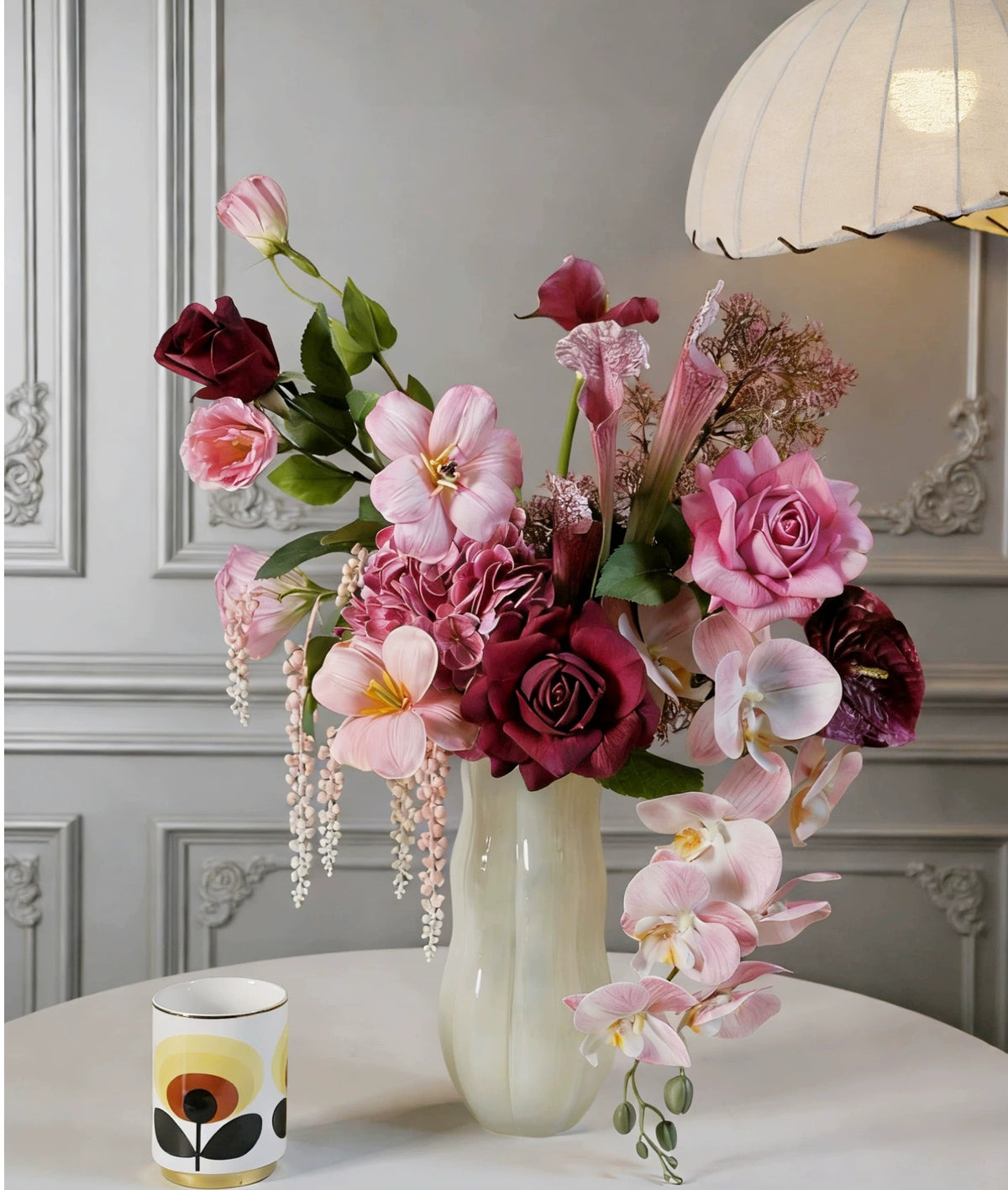 Elegantes Blumenstrauß-Arrangement mit Herbstmotiv | Luxuriöse Kunstblumen für Hochzeiten und Inneneinrichtung VB-113 (ohne Vase)