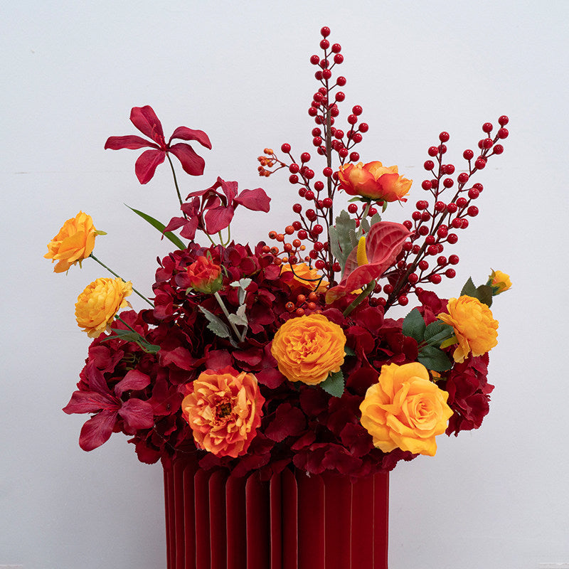 Arreglo de flores artificiales en durazno y blanco – Conjunto romántico para mesa de evento y decoración de señalización FA-263