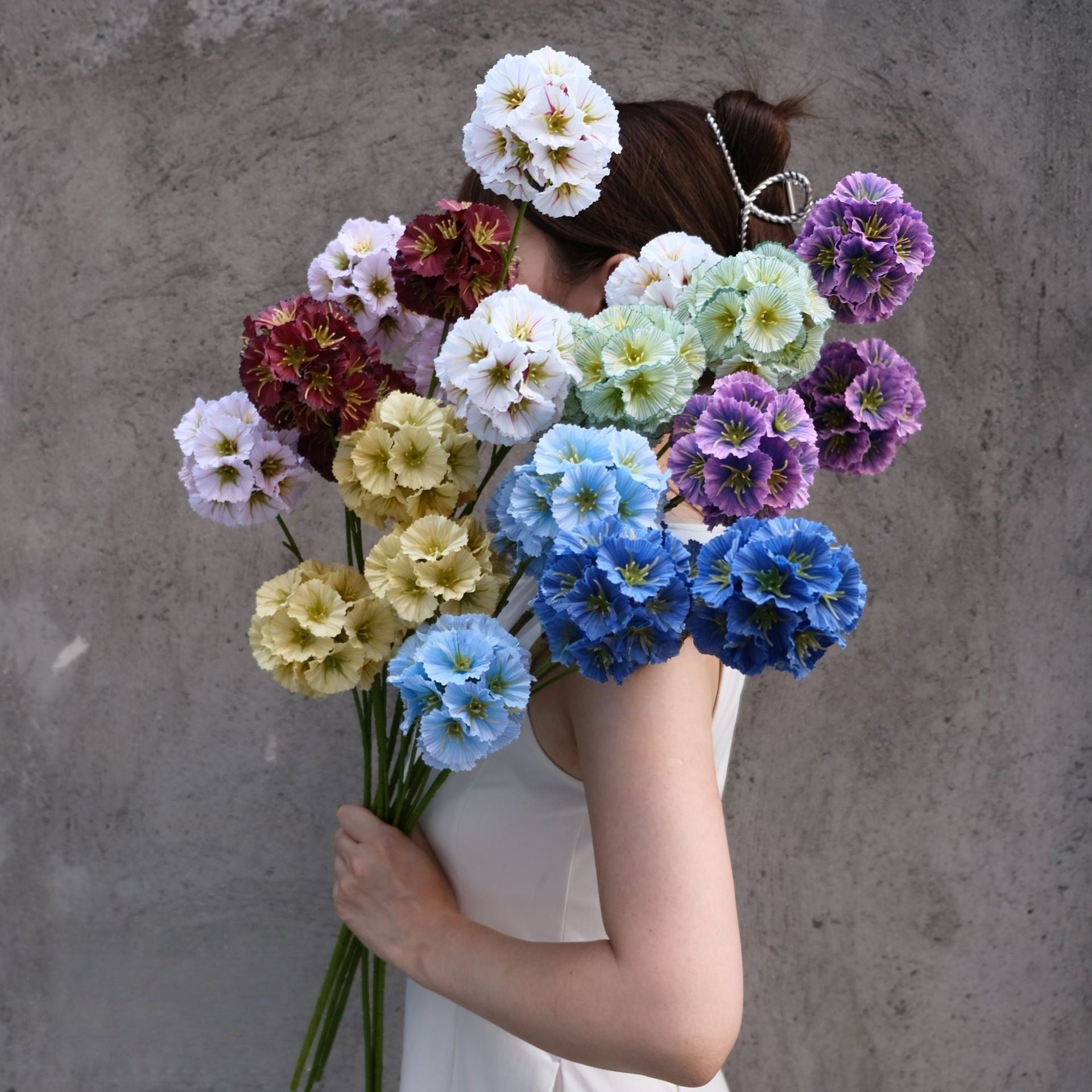 Valar Flower Dreamy Lollipop Hydrangea – Faux Windmill Bloom Stems for