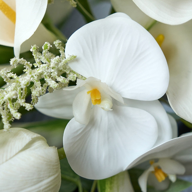 ValarFlower Artificial White Calla Lily Bridal Bouquet, Elegant Faux Flower Bouquet for Bride, Bridesmaid, Wedding Ceremony & Photoshoot VB-258