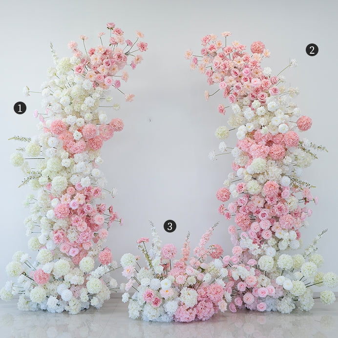 Arche florale élégante en forme de lune pour cérémonie de mariage - Arche de fleurs artificielles pour mariages, événements et occasions spéciales