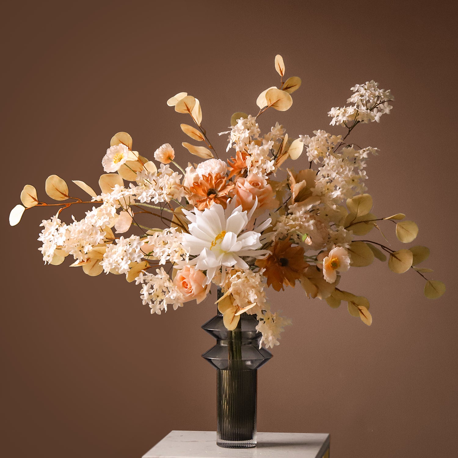 Fall Wedding Centerpiece in Warm Tones | Perfect Silk Floral Arrangement for Home, Living Room & Event Décor VB-101 (Without Vase)