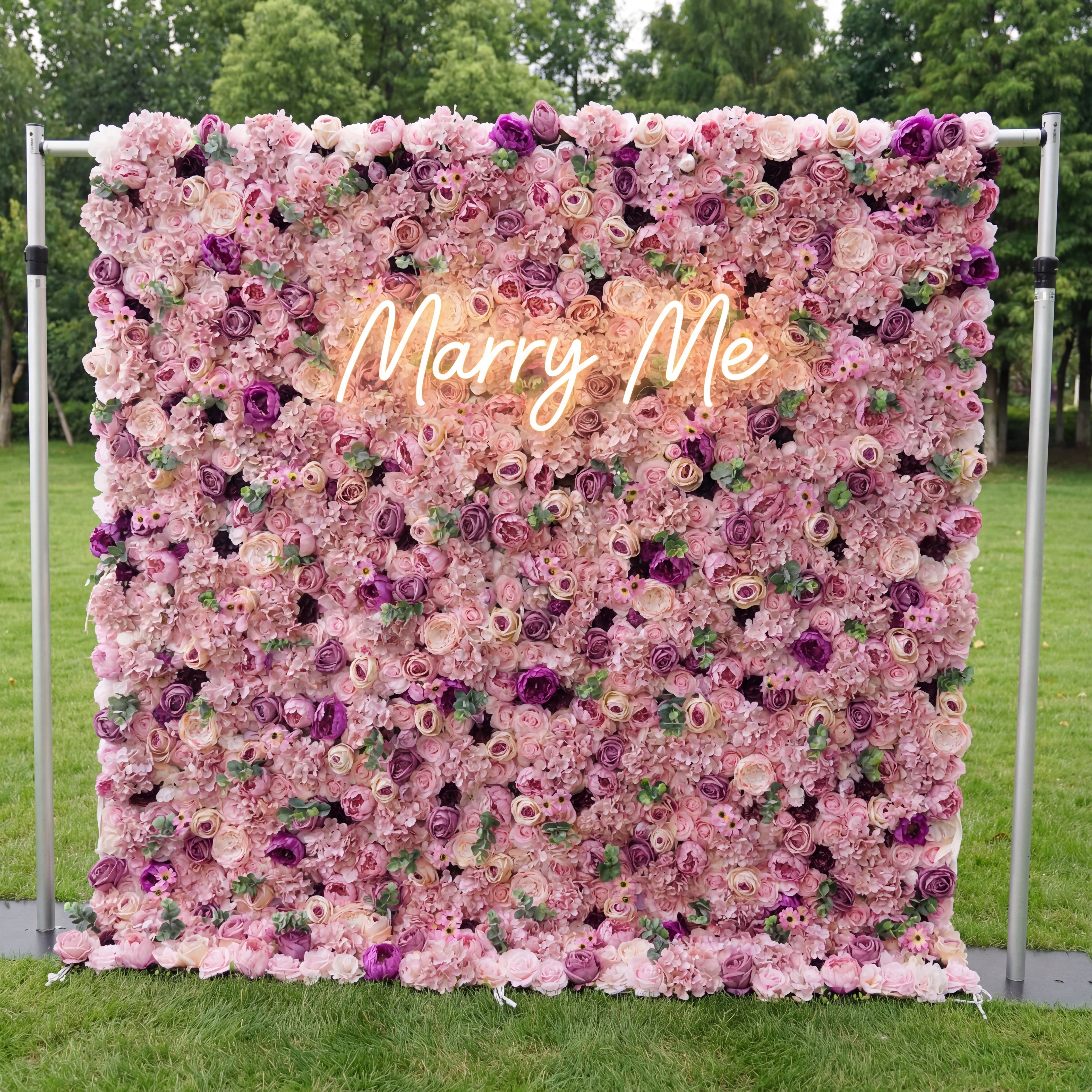 Valar Flowers Roll Up Fabric Artificial Mix Rose Red and Pink Flower Wall Wedding Backdrop, Floral Party Decor, Event Photography-VF-044