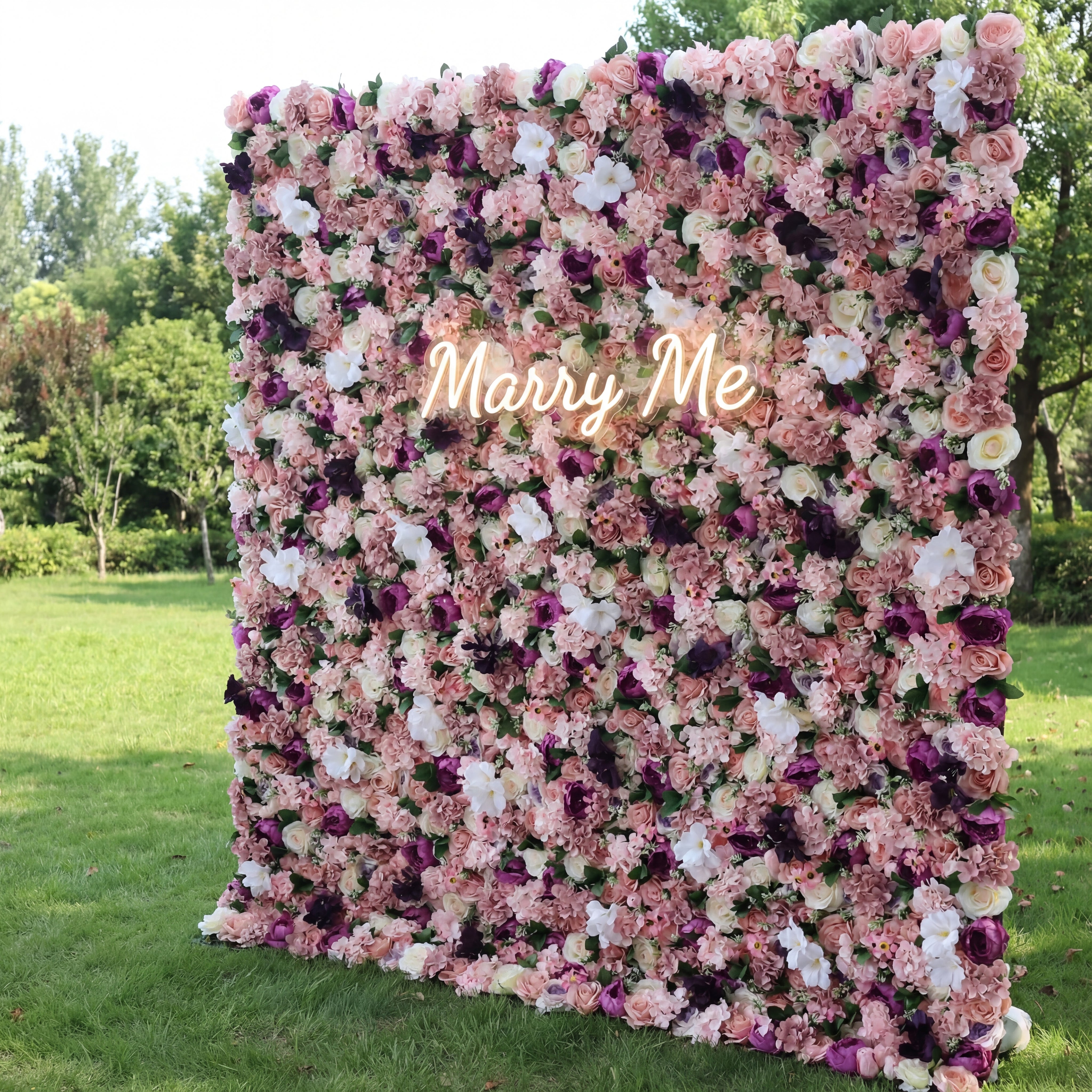 Valar Flowers Roll Up Fabric Artificial Mix Rose Red and Dark Purple Flower Wall Wedding Backdrop, Floral Party Decor, Event Photography-VF-046