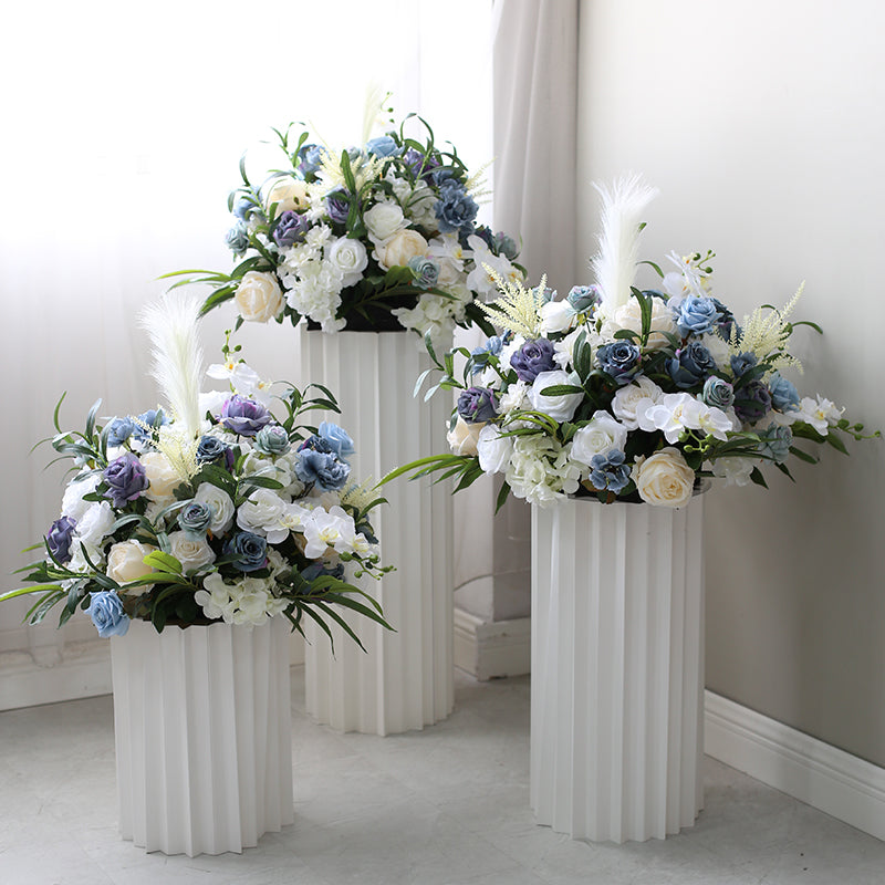 Dusty blue and White Floral Centerpieces, Artificial Flower Arrangements, Wedding Table Decor & Event Display FB-101