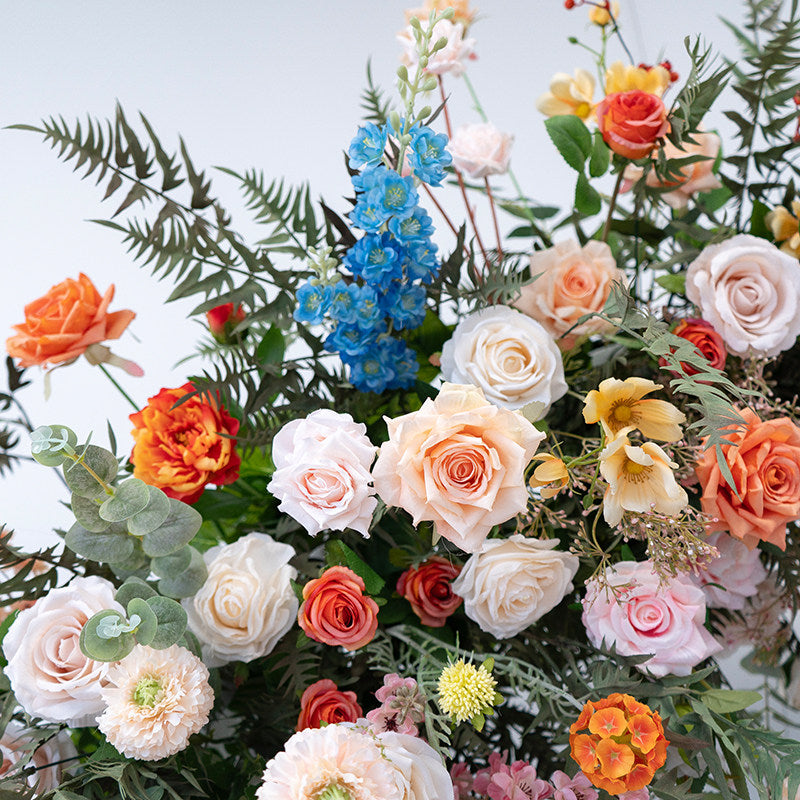 Arche florale élégante en forme de lune pour cérémonie de mariage - Arche de fleurs artificielles pour mariages, événements et occasions spéciales