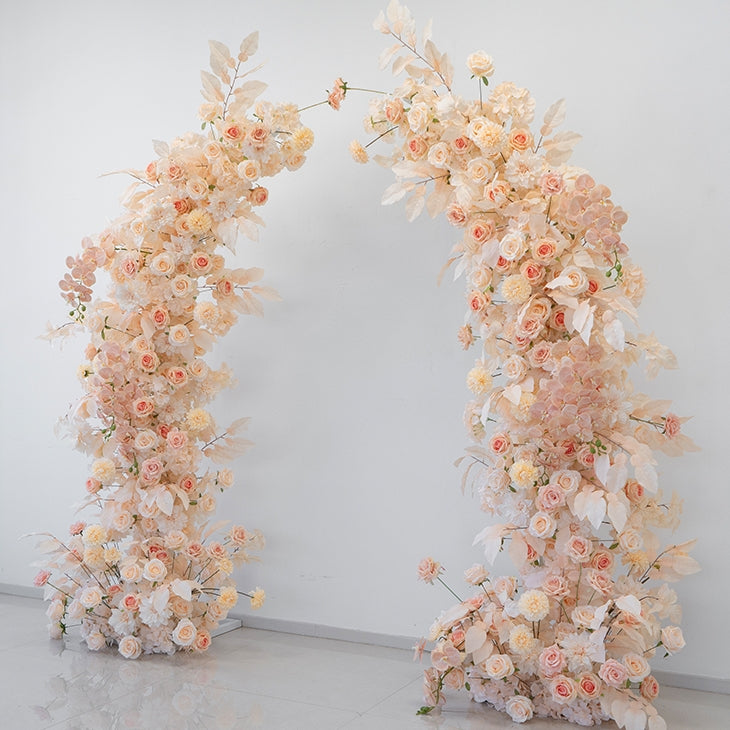 Valar Flower Romantic Champagne Wedding Arch with Artificial Flowers for Ceremony & Event Backdrop VA-387
