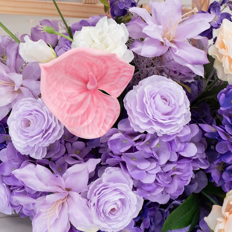 Pfirsich-weißes Kunstblumenarrangement – ​​Romantisches Event-Tisch- und Schild-Styling-Set FA-263