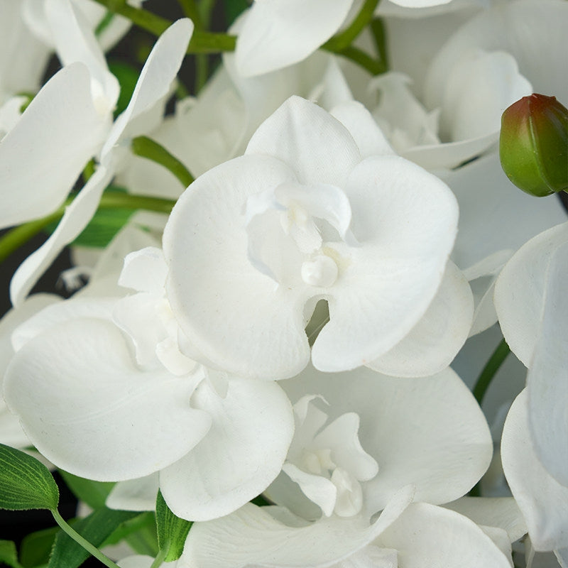 ValarFlower Artificial White Orchid Bridal Bouquet, Elegant Faux Wedding Bouquet with Greenery for Bride, Bridesmaid & Ceremony Photoshoot VB-261