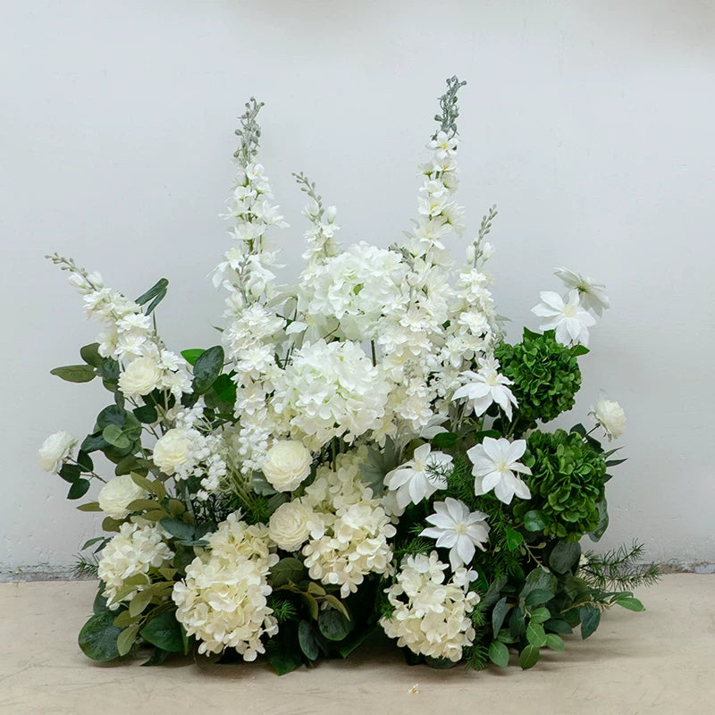ValarFlower White Green Artificial Flower Arrangement Set, Wedding Ceremony Backdrop and Aisle Floral Decor FA-381