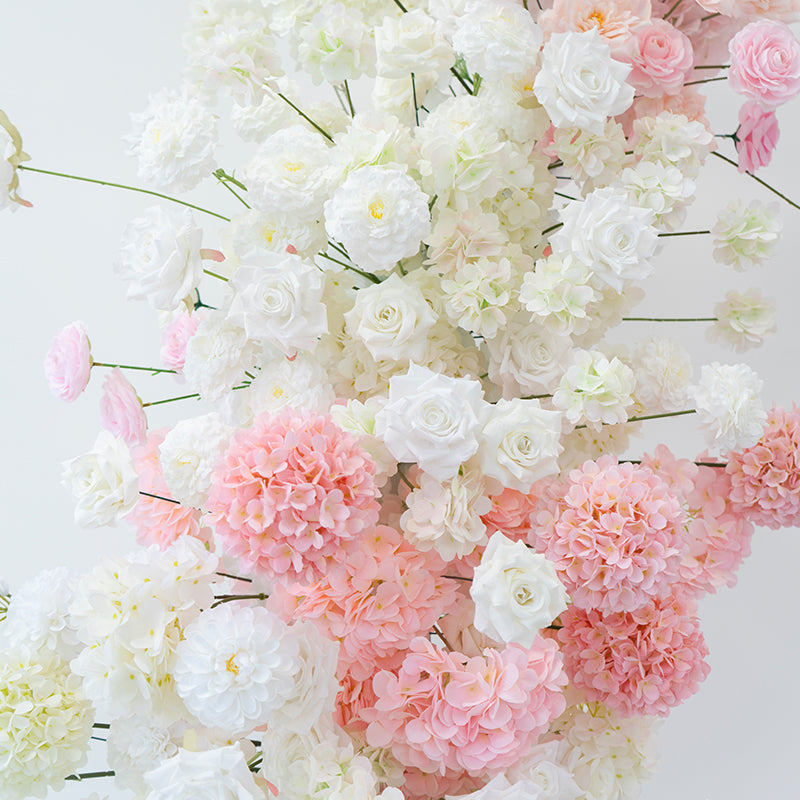 Arche florale élégante en forme de lune pour cérémonie de mariage - Arche de fleurs artificielles pour mariages, événements et occasions spéciales