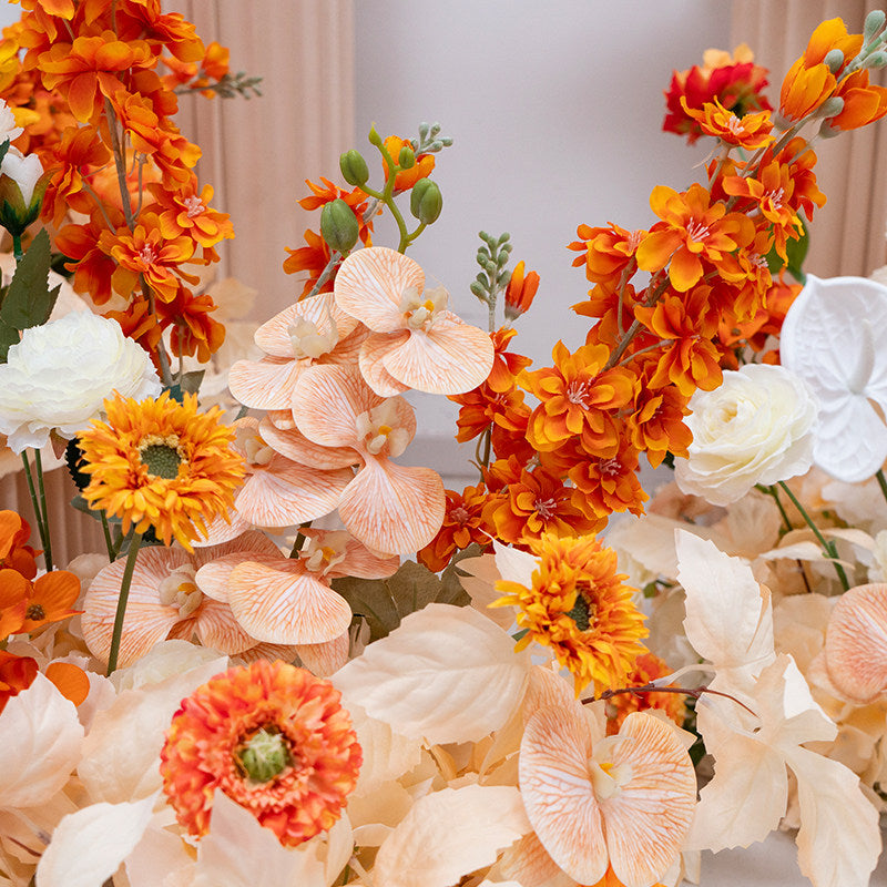 ValarFlower Orange Artificial Floral Installation Set, Wedding Ceremony Backdrop Decor FA-364