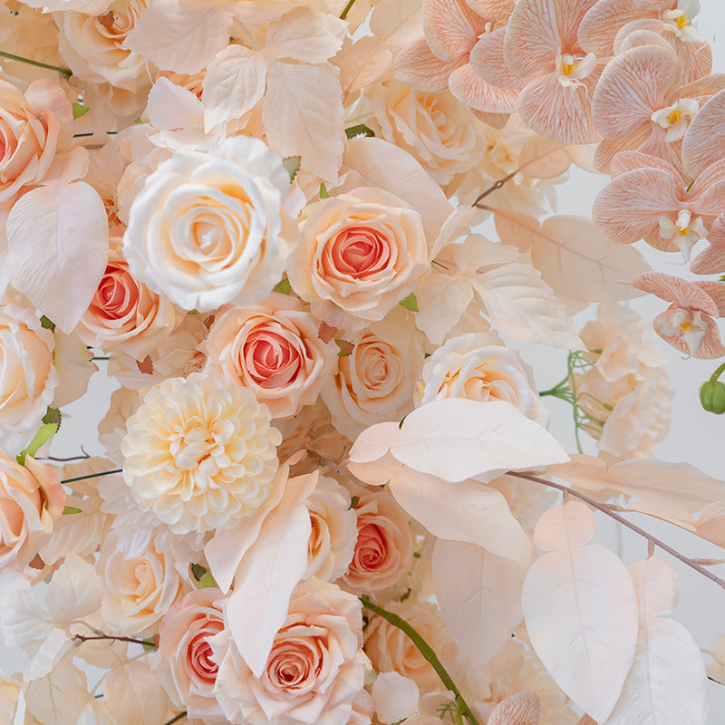 Valar Flower Romantic Champagne Wedding Arch with Artificial Flowers for Ceremony & Event Backdrop VA-387