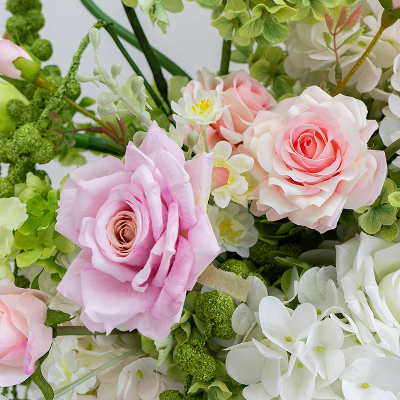 ValarFlower Artificial Floral Wedding Column Set, Pink White Flower Arrangement for Ceremony Aisle, Outdoor Wedding & Event Decor FA-351