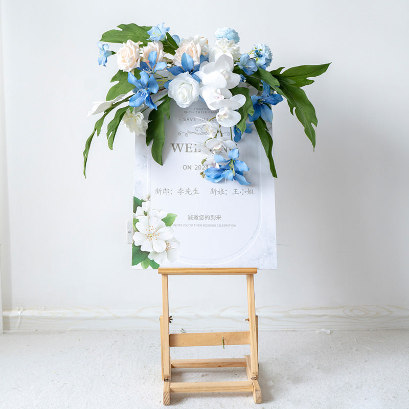 Elegant Blue and White Floral Wedding Arch, Artificial Flower Arrangement, Ceremony Backdrop & Event Decor FA-211