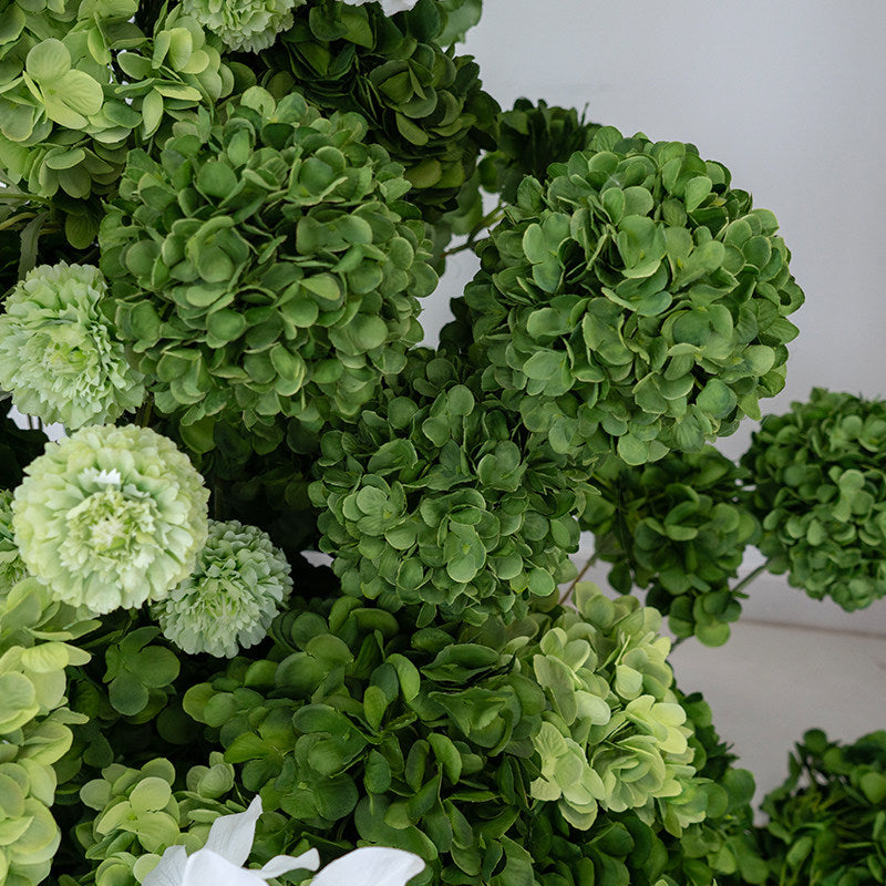 ValarFlower Luxury Artificial Wedding Arch Floral Installation, White & Green Faux Flower Ceremony Backdrop, Garden Wedding Decor, Outdoor Event Entrance Decoration VA-411
