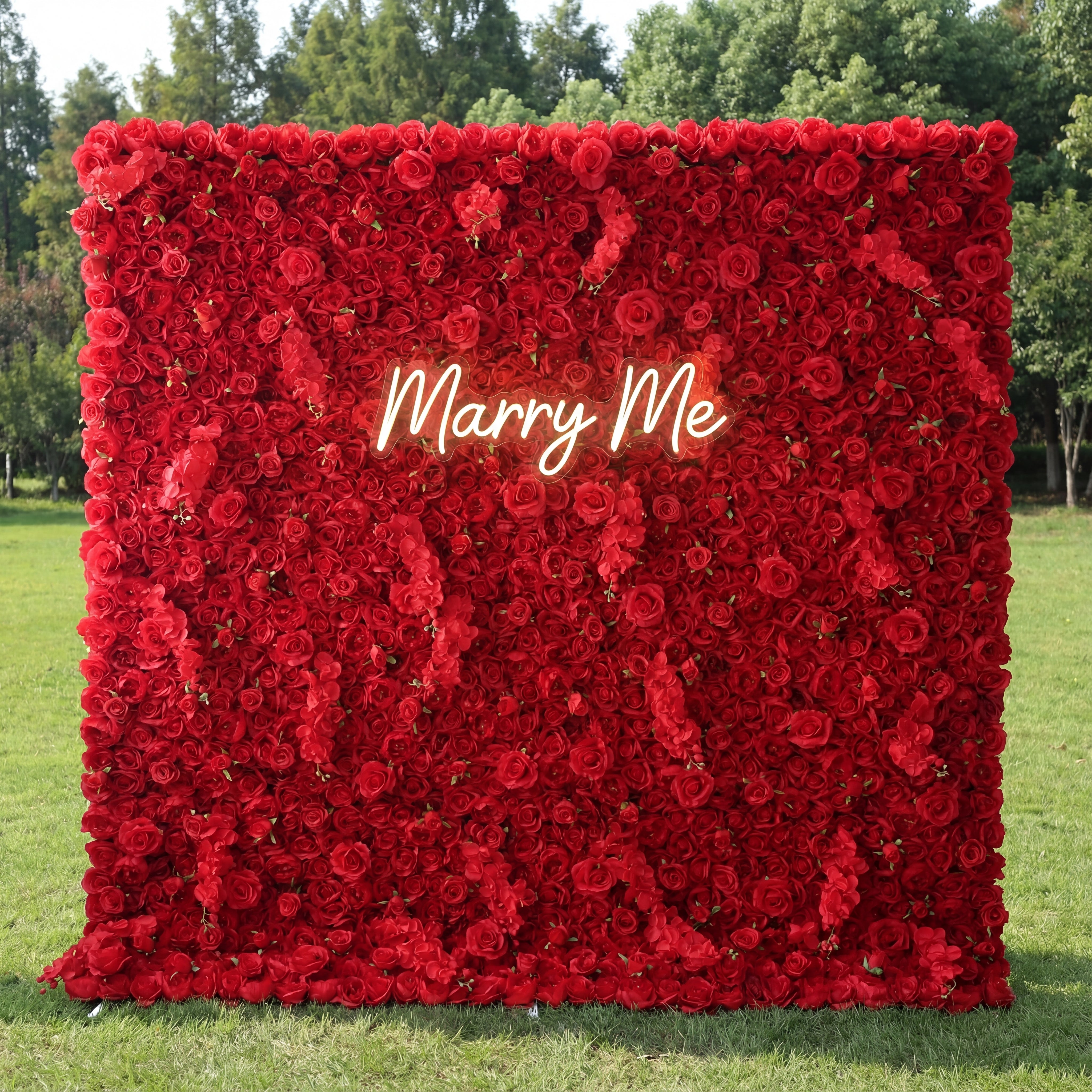 Valar Flowers Roll Up Fabric Artificial Vivid Red Flower Wall Wedding Backdrop, Floral Party Decor, Event Photography-VF-050