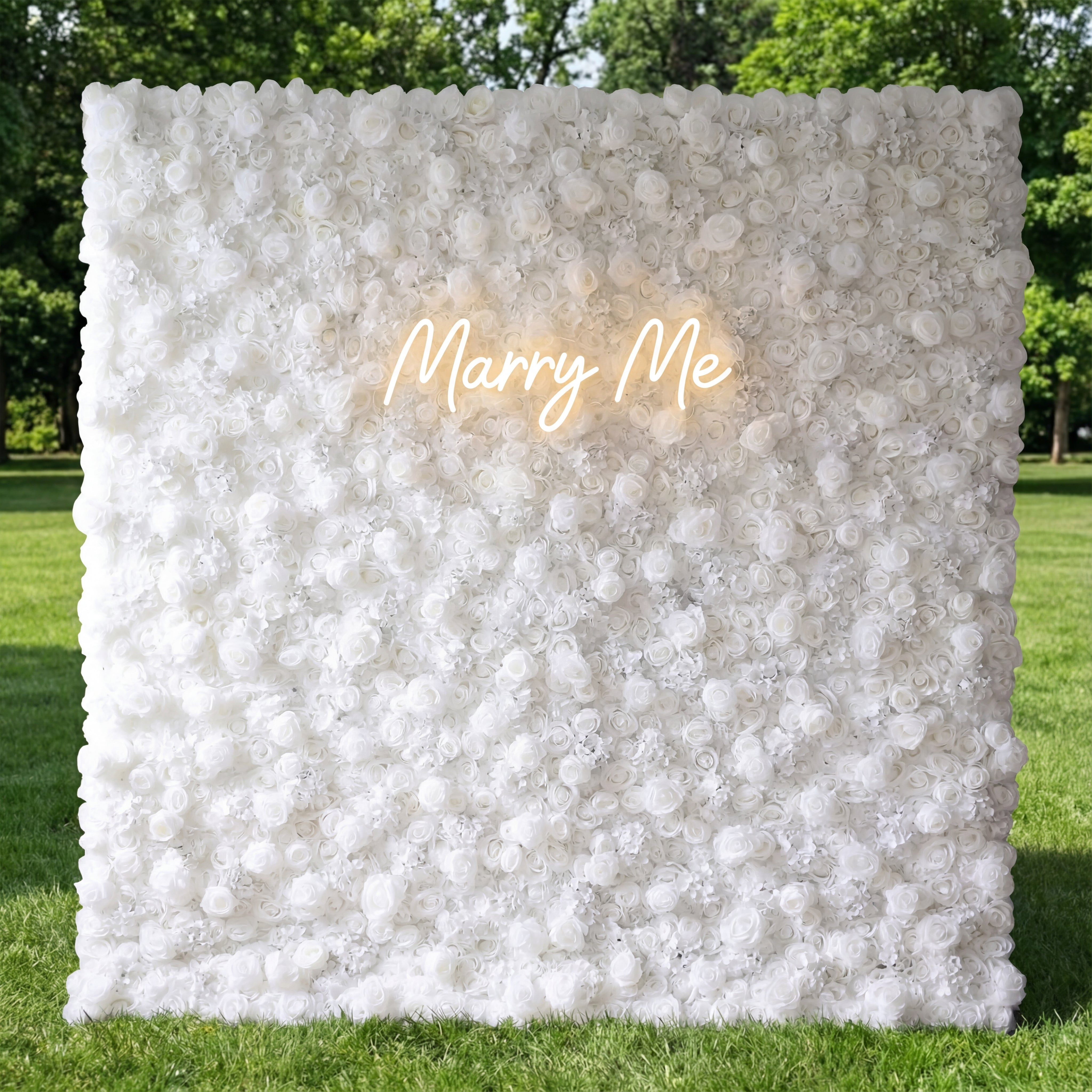 Valar Flowers Roll Up Fabric Artificial Pure White Flower Wall Wedding Backdrop, Floral Party Decor, Event Photography-VF-051-3